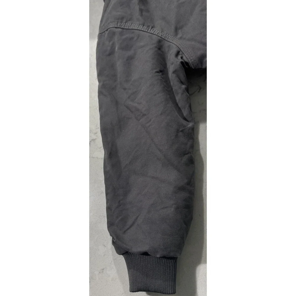 Berne Fleece Lined Canvas Jacket Youth Medium 10-12 Gray Hooded Full Zip Outdoor
